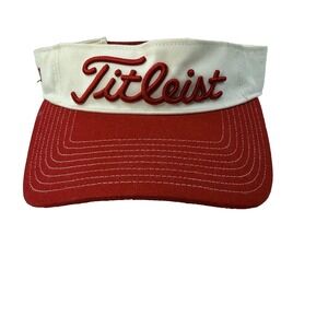 Titleist Pro V1 Sun Visor Hat Embroidered Spell Out White Red Strapback Golf